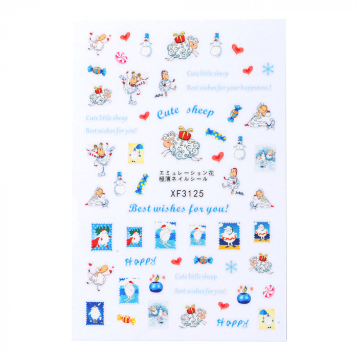 Sticker Lila Rossa pentru decor unghii, Craciun, Revelion si iarna, nail art, xf3125 [2]
