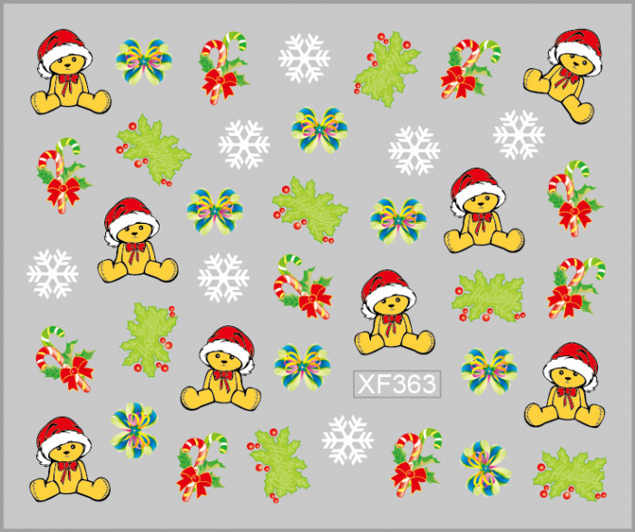 Sticker nail art Lila Rossa, pentru Craciun, Revelion si iarna, 7.2 x 10.5 cm, xf363 [1]