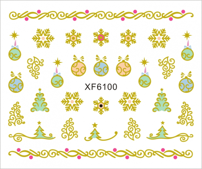 Sticker nail art Lila Rossa, pentru Craciun, Revelion si iarna, 7.2 x 10.5 cm, xf6100 [1]