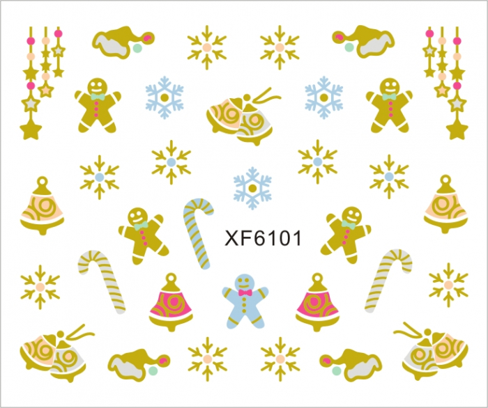 Sticker nail art Lila Rossa, pentru Craciun, Revelion si iarna, 7.2 x 10.5 cm, xf6101 [1]