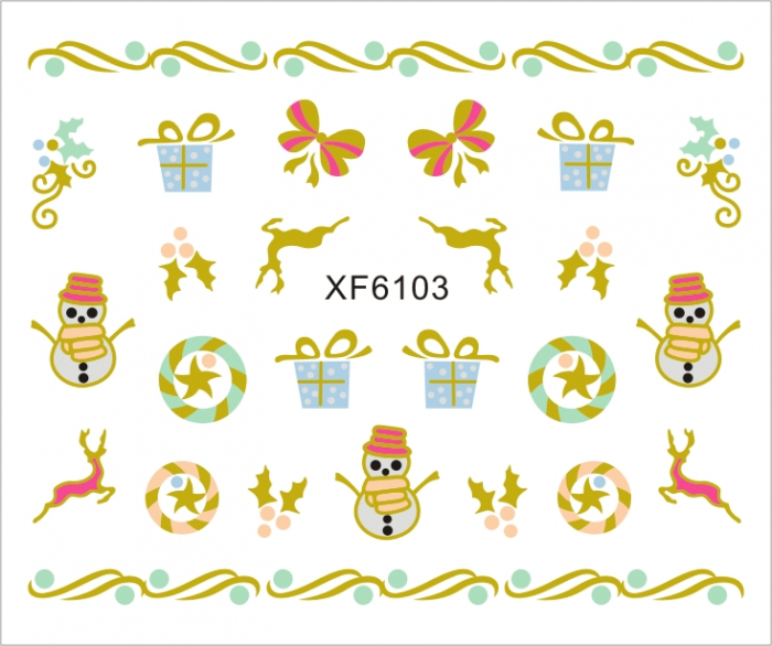 Sticker nail art Lila Rossa, pentru Craciun, Revelion si iarna, 7.2 x 10.5 cm, xf6103 [1]