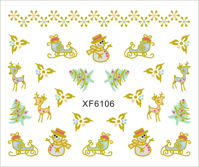 Sticker nail art Lila Rossa, pentru Craciun, Revelion si iarna, 7.2 x 10.5 cm, xf6106 [1]