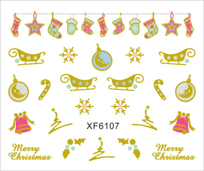 Sticker nail art Lila Rossa, pentru Craciun, Revelion si iarna, 7.2 x 10.5 cm, xf6107 [1]