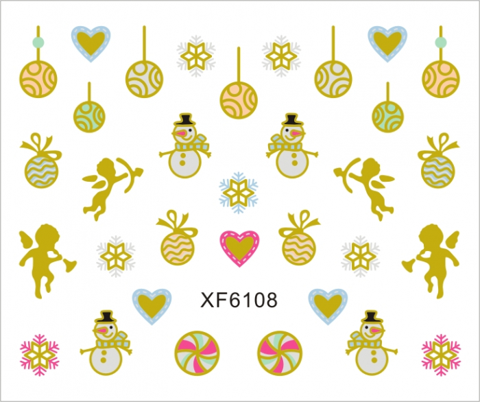 Sticker nail art Lila Rossa, pentru Craciun, Revelion si iarna, 7.2 x 10.5 cm, xf6108 [1]