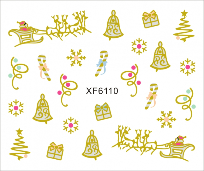 Sticker nail art Lila Rossa, pentru Craciun, Revelion si iarna, 7.2 x 10.5 cm, xf6110 [1]