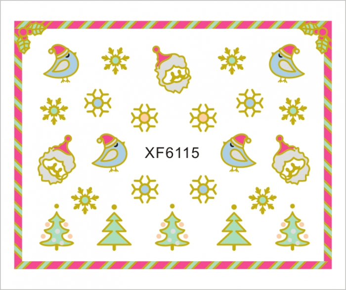 Sticker nail art Lila Rossa, pentru Craciun, Revelion si iarna, 7.2 x 10.5 cm, xf6115 [1]