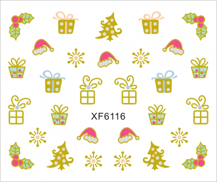 Sticker nail art Lila Rossa, pentru Craciun, Revelion si iarna, 7.2 x 10.5 cm, xf6116 [1]