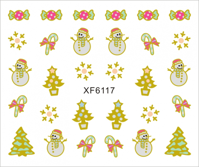 Sticker nail art Lila Rossa, pentru Craciun, Revelion si iarna, 7.2 x 10.5 cm, xf6117 [1]