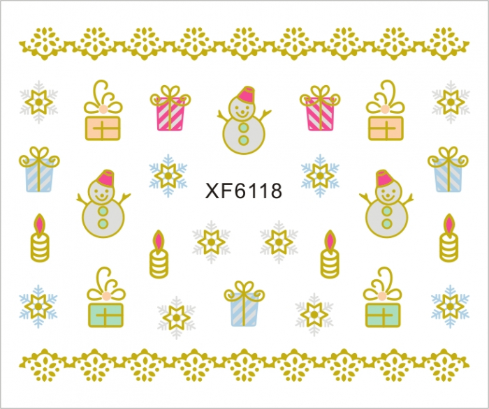 Sticker nail art Lila Rossa, pentru Craciun, Revelion si iarna, 7.2 x 10.5 cm, xf6118 [1]