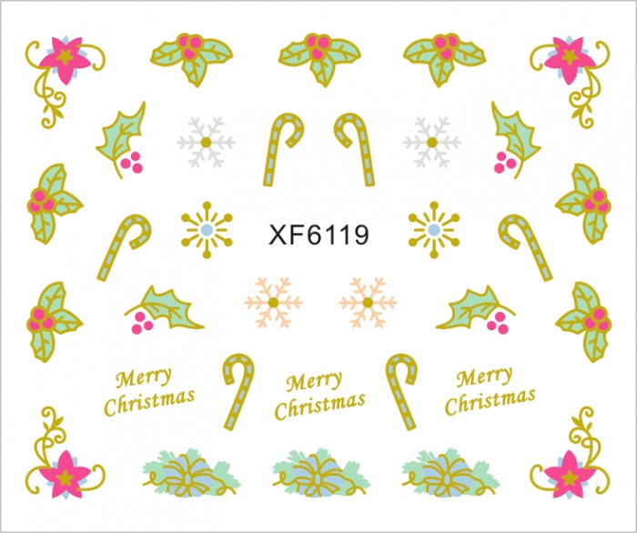 Sticker nail art Lila Rossa, pentru Craciun, Revelion si iarna, 7.2 x 10.5 cm, xf6119 [1]