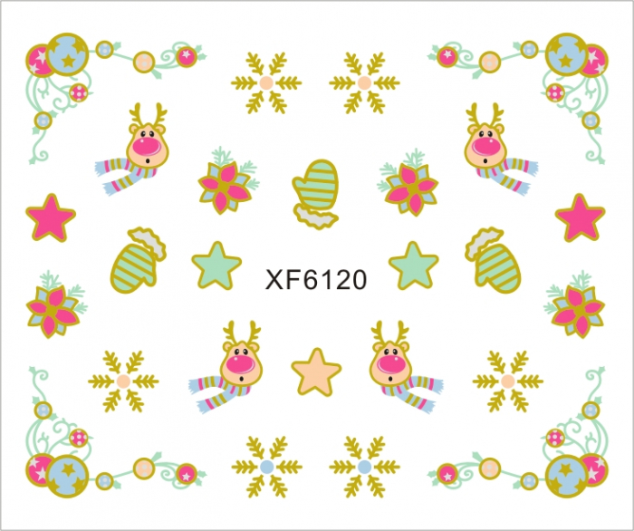 Sticker nail art Lila Rossa, pentru Craciun, Revelion si iarna, 7.2 x 10.5 cm, xf6120 [1]