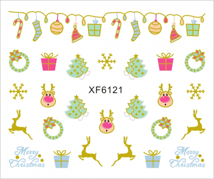 Sticker nail art Lila Rossa, pentru Craciun, Revelion si iarna, 7.2 x 10.5 cm, xf6121 [1]