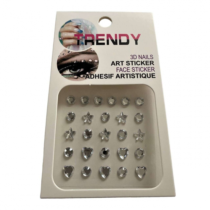 Strassuri autoadezive pentru machiaj Clear Shapes, pentru fata, corp, unghii, Chique [2]