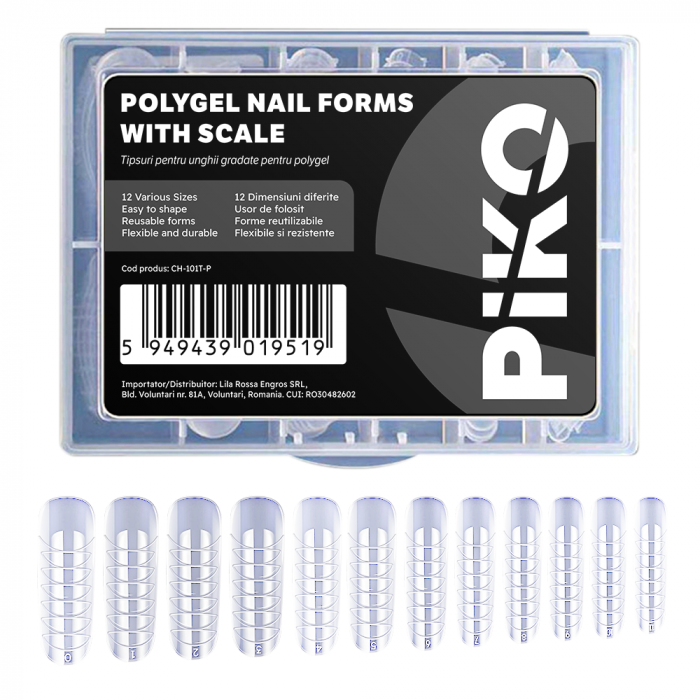Tipsuri polygel Piko, 12 marimi, forme refolosibile, transparente [6]