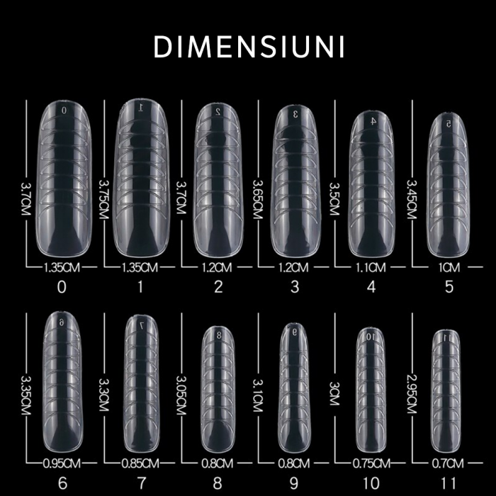 Tipsuri polygel Piko, 12 marimi, forme refolosibile, transparente [3]