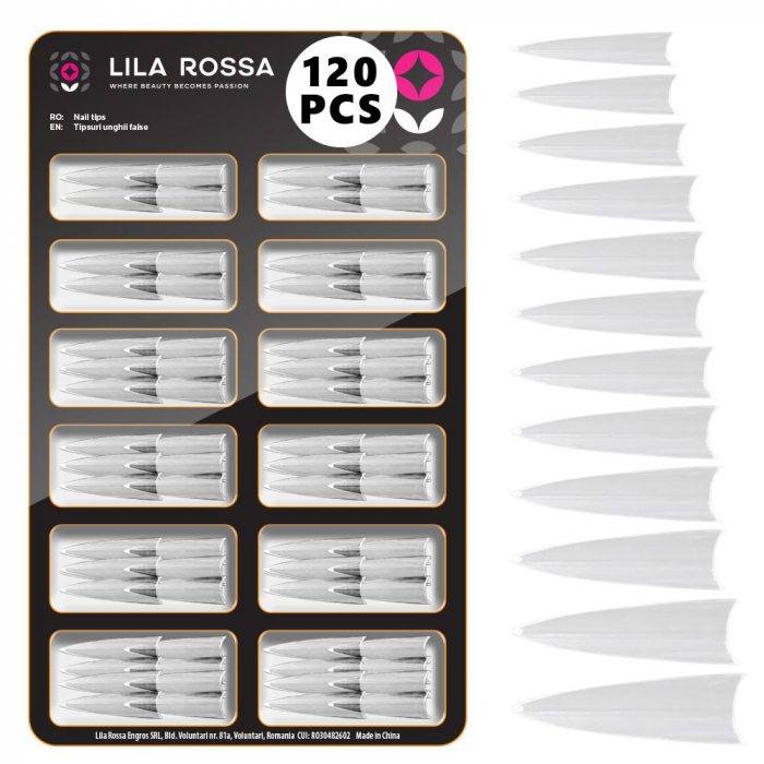 Tipsuri unghii false 100 buc, Lila Rossa, Natur, KG114 [2]