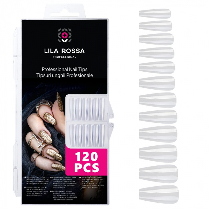 Tipsuri unghii false 100 buc, Lila Rossa, Natur, KG115 [2]
