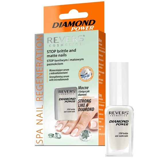 Top coat pentru lac de unghii Diamond Power, Revers, ser pentru intarire cu micro diamante, 10ml [1]