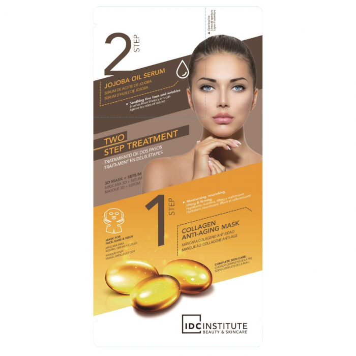 Tratament facial in 2 etape, masca si ser, cu ulei de jojoba si colagen cu efect antirid IDC Institute 3404, 40 g [2]