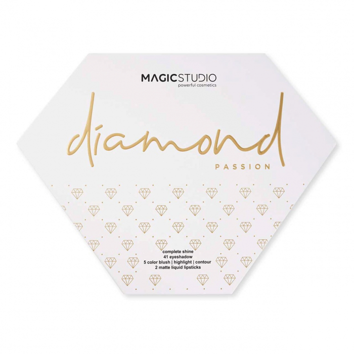 Trusa de machiaj Diamond Complete Shine, cu farduri de pleoape, ten si luciu de buze, Magic Studio [2]