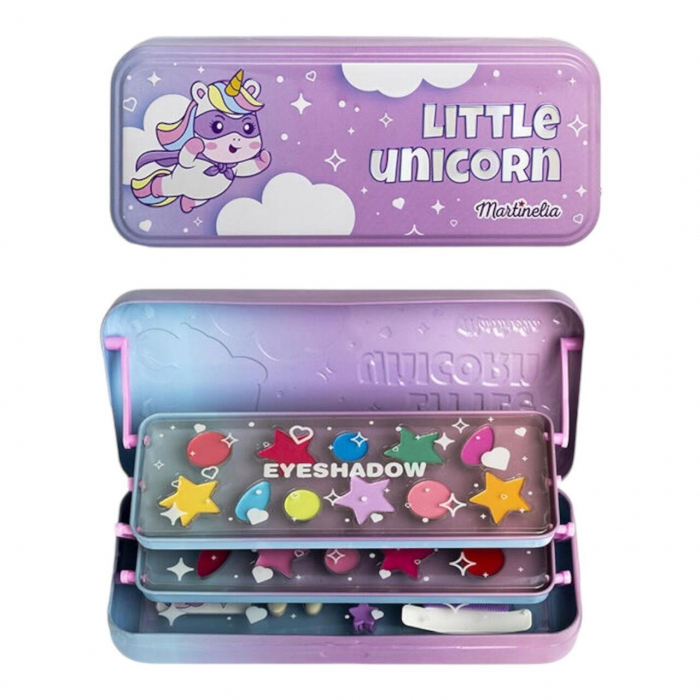 Trusa etajata cu fard de pleoape, luciu de buze si accesorii Little Unicorn Martinelia, 12022 [2]