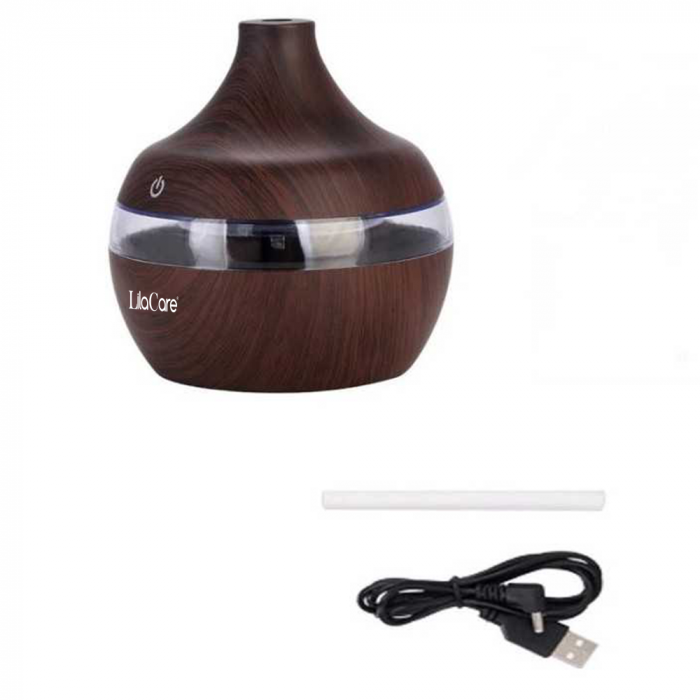 Umidificator si difuzor aromaterapie Lila Care, ultrasonic, 300 ml, maro [3]