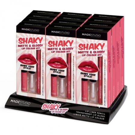 MACHIAJ - 12 Bucati Set gloss si creion de buze Shaky, Matte & Glossy, 60749, Magic Studio, 2 g