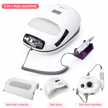 Aparat manichiura 3 in 1 - aspirator, freza, lampa LED [0]