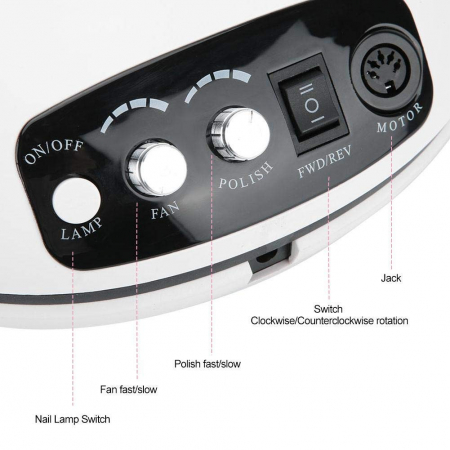 Aparat manichiura 3 in 1 - aspirator, freza, lampa LED [2]