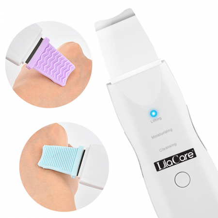 Aparat de curatare faciala cu ultrasunete Lila Care, dispozitiv cu ioni, indepartare puncte negre, hidratare, skin scrubber, peeling, curatare ten, anti rid, anti imbatranire, acumulator, alb [5]