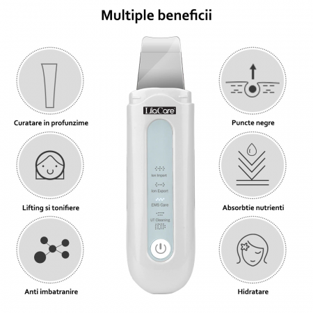 Aparat de curatare faciala si masaj Lila Care, indepartarea punctelor negre, lifting si tonifiere, anti imbatranire, absorbtie nutrienti, alb [2]