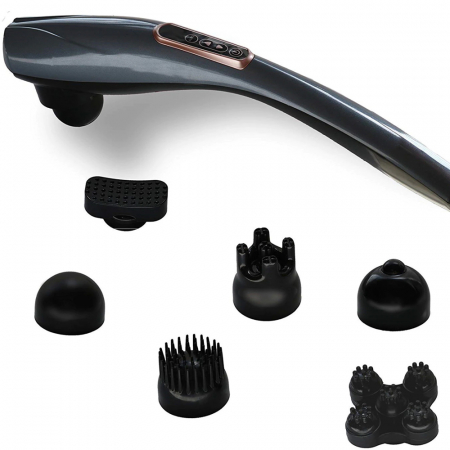 Aparat de masaj Lila Care pentru spate, umeri, picioare, maini, gat, abdomen, cu 6 capete detasabile, gri, 24 W [2]
