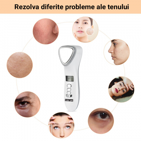 Aparat masaj facial Lila Care, pentru indepartarea liniilor fine, vibratii cu ultrasunete, masaj rece/cald, foton, functie de intinerire, alb [10]
