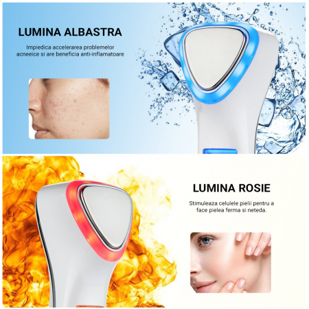 Aparat masaj facial Lila Care, pentru indepartarea liniilor fine, vibratii cu ultrasunete, masaj rece/cald, foton, functie de intinerire, alb [8]