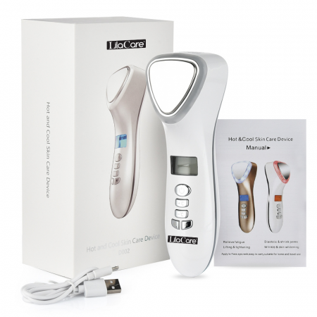 Aparat masaj facial Lila Care, pentru indepartarea liniilor fine, vibratii cu ultrasunete, masaj rece/cald, foton, functie de intinerire, alb [3]
