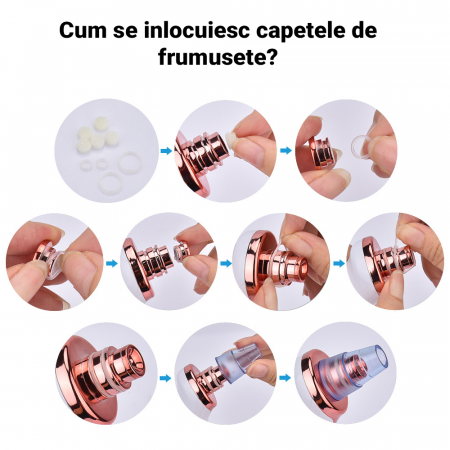 Aspirator facial Lila Care, ingrijire ten, indepartarea punctelor negre, minimizarea porilor, putere de aspirare mare, 3 nivele de rezistenta, 5 capete inlocuibile, portabil, alb [1]