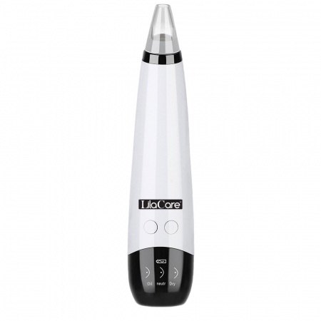 Aspirator facial Lila Care, ingrijire ten, indepartarea punctelor negre, minimizarea porilor, putere de aspirare mare, 6 capete inlocuibile, 3 nivele de rezistenta, ecran HD LED, portabil, alb-negru [3]