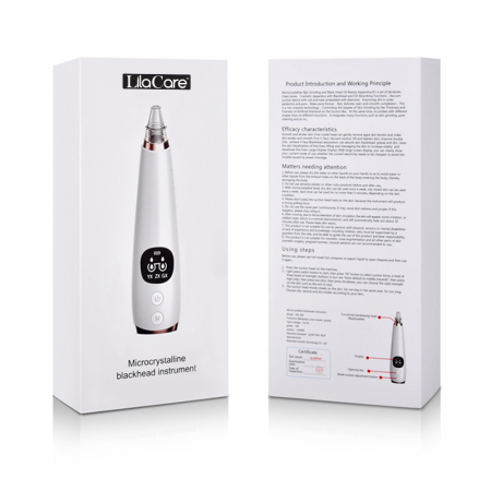 COSMETICA - Aspirator facial Lila Care, ingrijire ten, indepartarea punctelor negre, minimizarea porilor, putere de aspirare mare, 6 capete inlocuibile, 7 nivele de rezistenta, portabil, alb