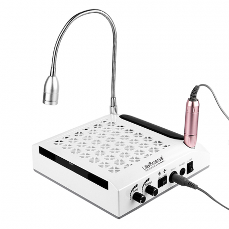 Aspirator manichiura multifunctional 4 in 1, Lila Rossa, cu pila electrica, colector praf, lampa led si suport maini [4]