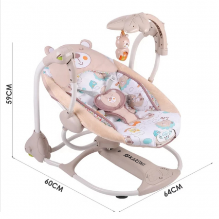 Balansoar copii cu vibratii KAREMI cu sunete si camp magnetic pentru leganat, maro deschis [4]