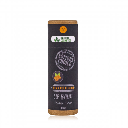 CADOURI - Set cadou barbati, balsam buze, Lipbalm Men´s Collection 10g in brown paper tube, handmade, aroma: coffee shot, color: cream white, PU 36 in display made of kraft paper, set cadou craciun