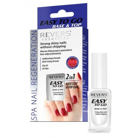 Import - Baza & top coat pentru lac de unghii, 2 in 1, Easy to Go, Revers, uscare rapida, 10ml