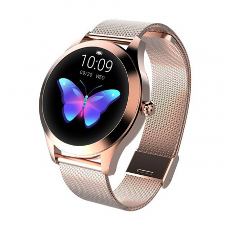 Ceas smartwatch loomax KW10, monitorizare ciclu menstrual, ritm cardiac, pedometru, sedentarism, somn, notificari instant, bratara metalica, rezistent la apa ip68, vibratii, multi sport, gold [1]