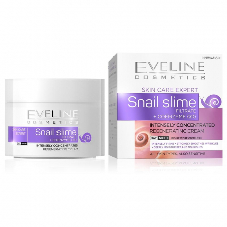 Crema, lapte, lotiune - Crema anti-rid de zi si de noapte Eveline Coenzima Q10 Snail Slime 50 ml