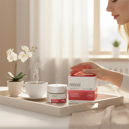 Crema de fata cu retinol 0.02% + acid hialuronic, Regenerare intensa si fermitate pentru pielea matura, Revers, 50+, 50 ml [1]