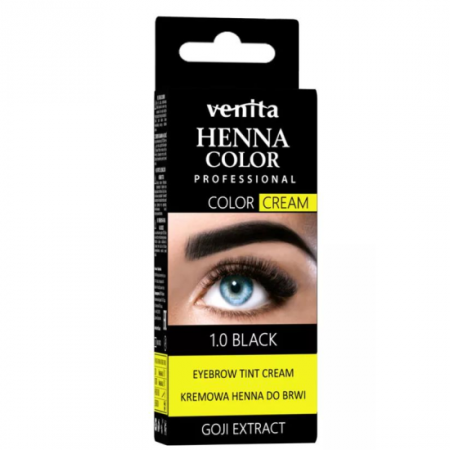 PAR - Crema henna cu extract de goji pentru vopsirea sprancenelor cu efect de lifting Venita 1.0, negru