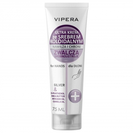Ingrijire maini - Crema pt maini cu argint coloidal, d-panthenol, unt de karite si ulei de avocado, Vipera, 75ml