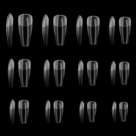 Cupio Tipsuri full nail dizolvabile set 240buc - French Long Coffin [2]