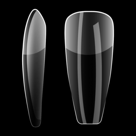 Cupio Tipsuri full nail dizolvabile set 240buc - French Long Coffin [1]