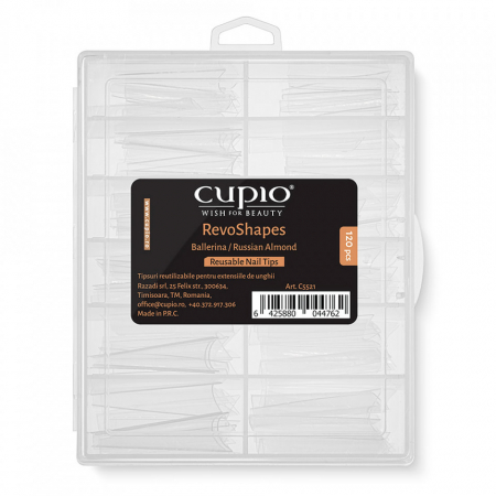 UNGHII - Cupio Tipsuri reutilizabile pentru extensii RevoShapes Ballerina/Russian Almond 120buc